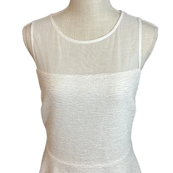 Bar III Sleeveless Above Knee Mini Dress White Glitter Womens XL Bride Bridal - Picture 2 of 10
